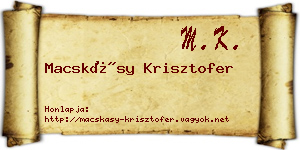 Macskásy Krisztofer névjegykártya